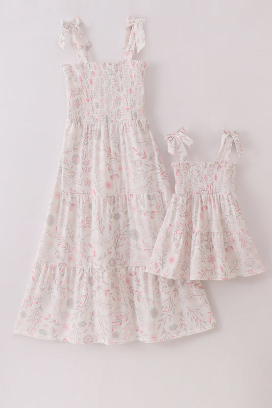 Pink blush meadow smocked mom&me dress