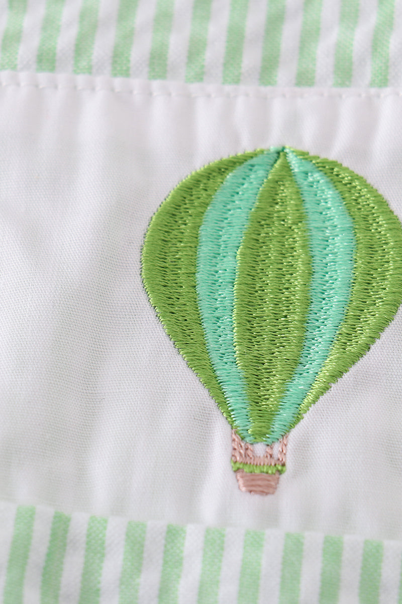 Mint seersucker hot air balloon embroidery boy jonjon