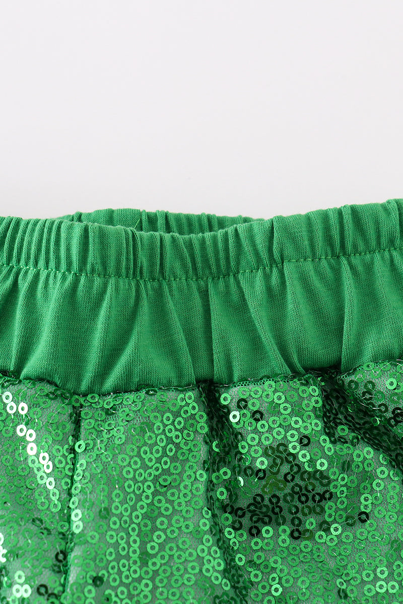 Green sequin mardi gras girl skorts