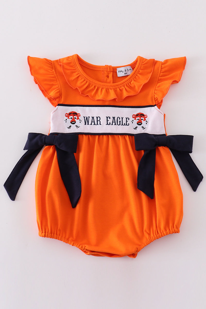 Navy orange war eagle embroidery girl bubble