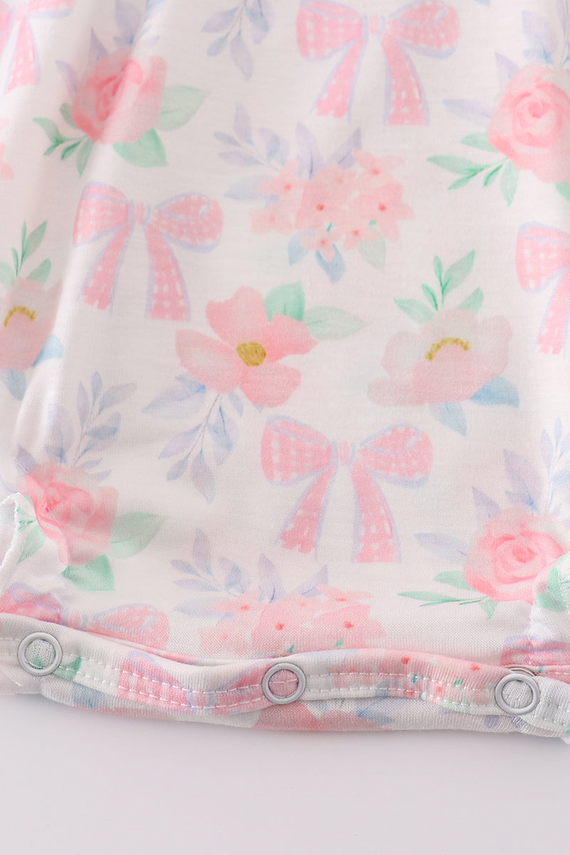 Pink floral bow print girl bubble