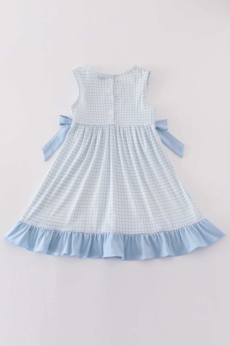 Blue easter cross embroidery girl dress