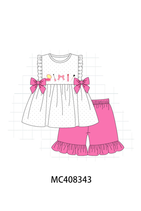 Pink make up embroidery girl set