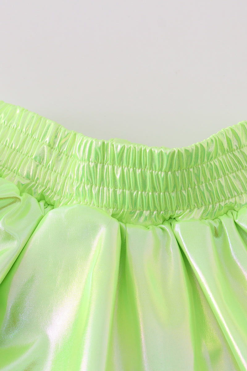 Chartreuse girl ruffle laser skorts