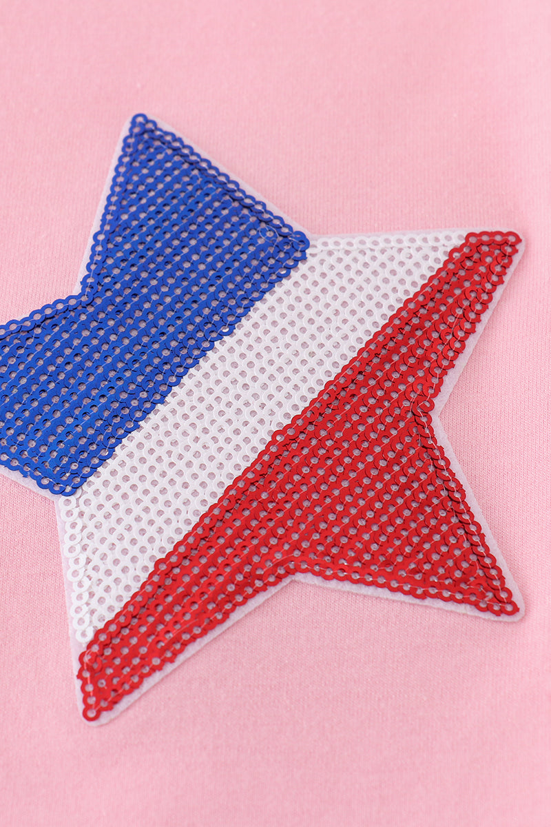 Pink star sequin mom&me top