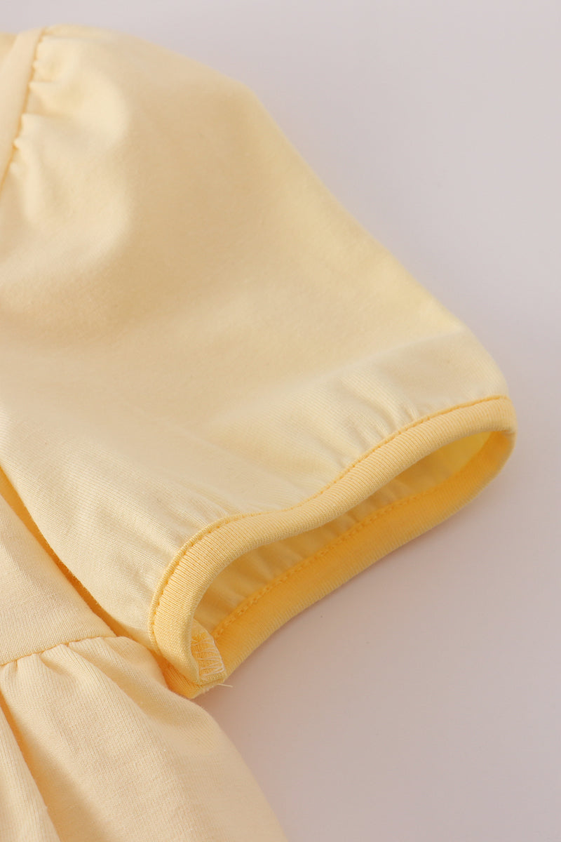 Yellow princess embroidery ruffle dress