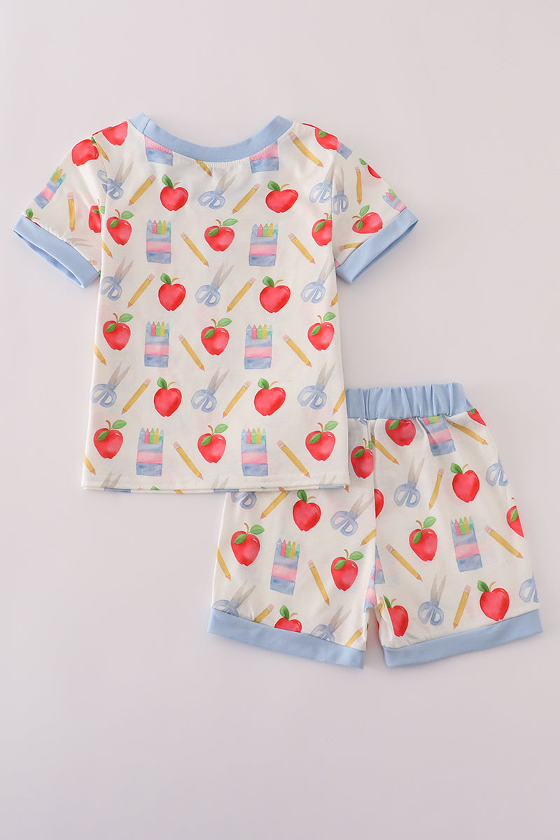 Apple pencil print shorts set