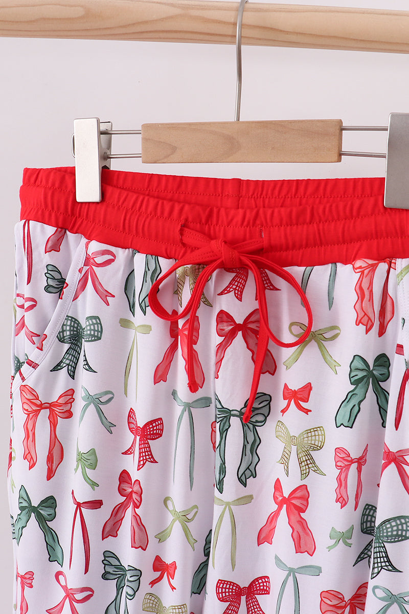 Red bow bamboo mom pajamas pants