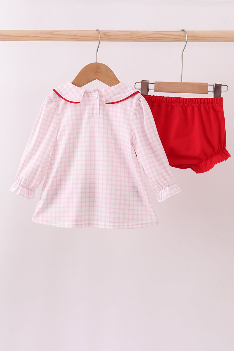 Red princess embroidery bloomer set