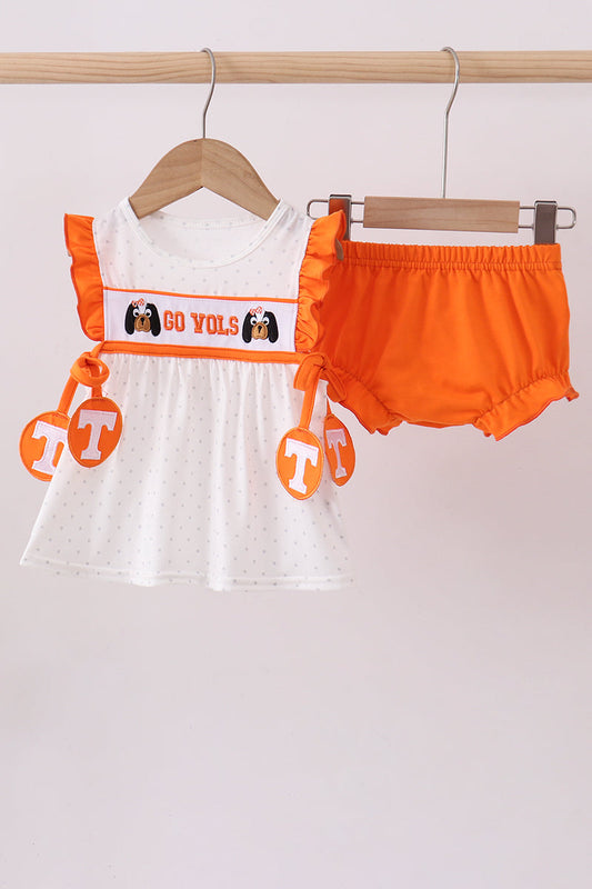 Tennessee go vols embroidery bow bloomer set