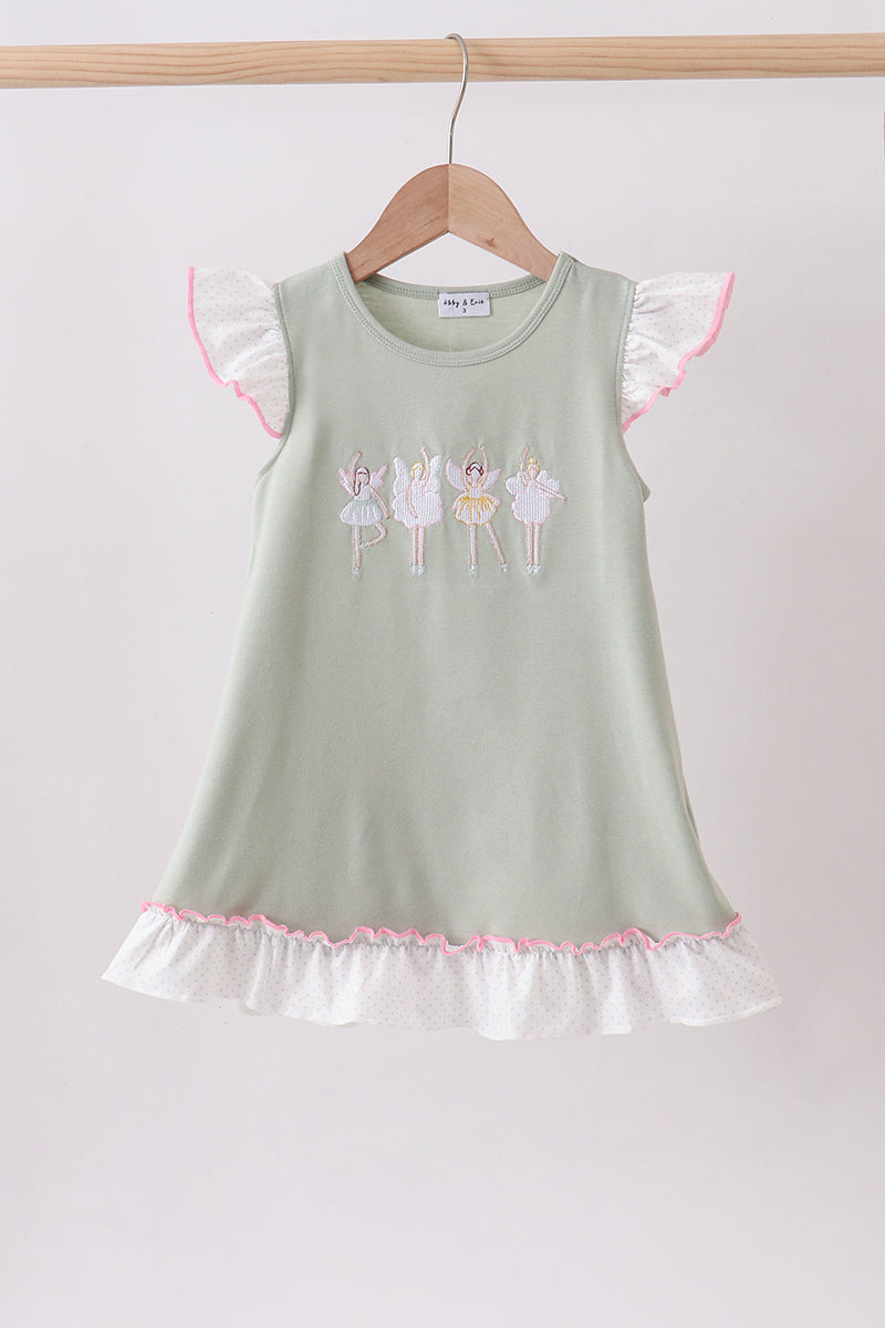 Dance angel embroidery ruffle dress