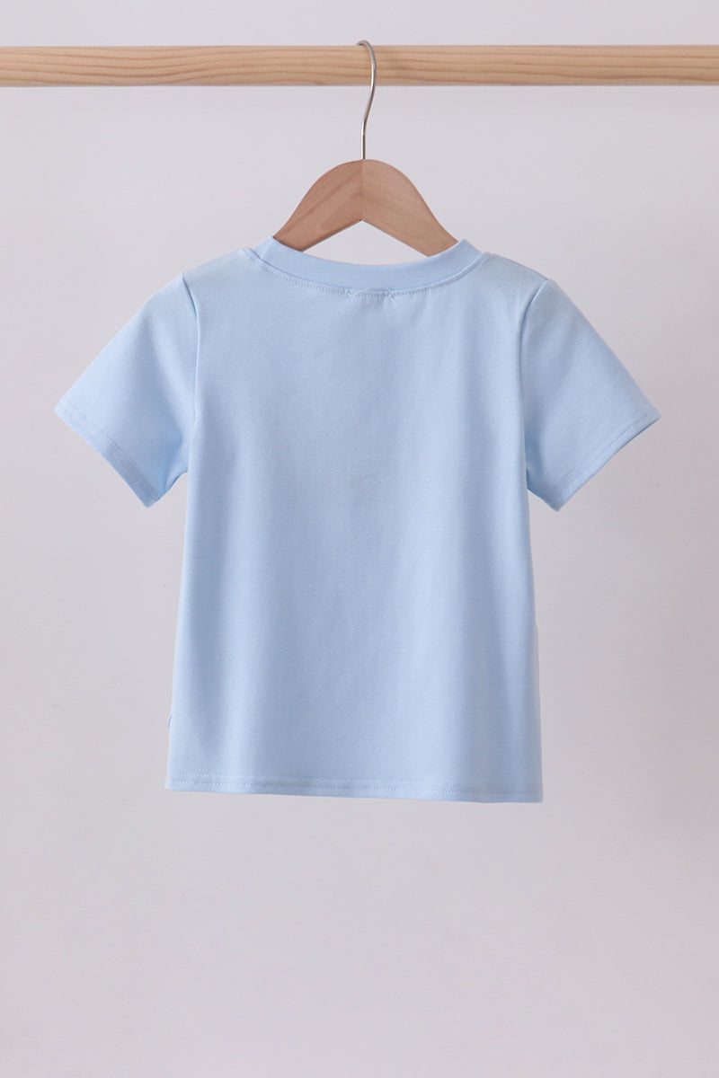 Blue sailboat embroidery top