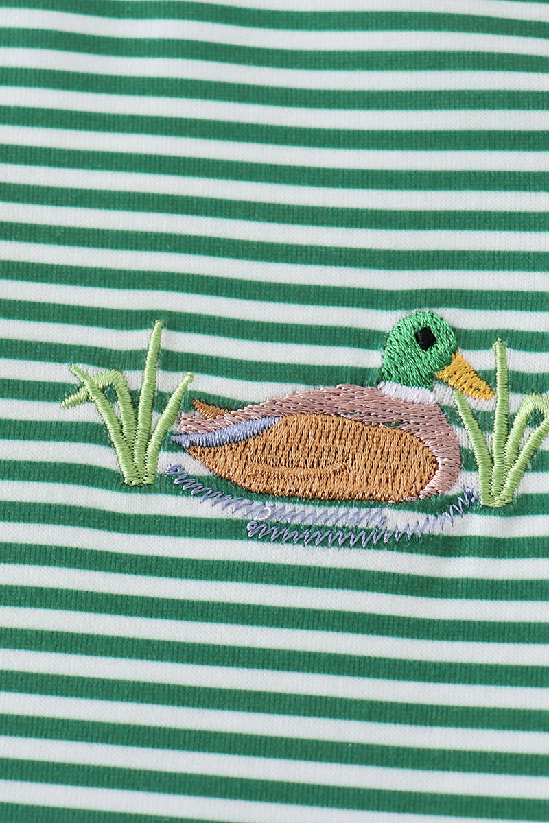 Green Duck Stripe Embroidered Set