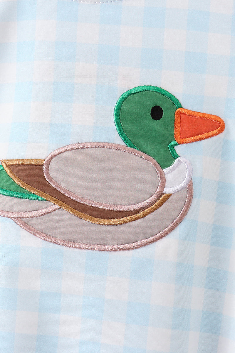 Blue Mallard Applique Gingham Bubble