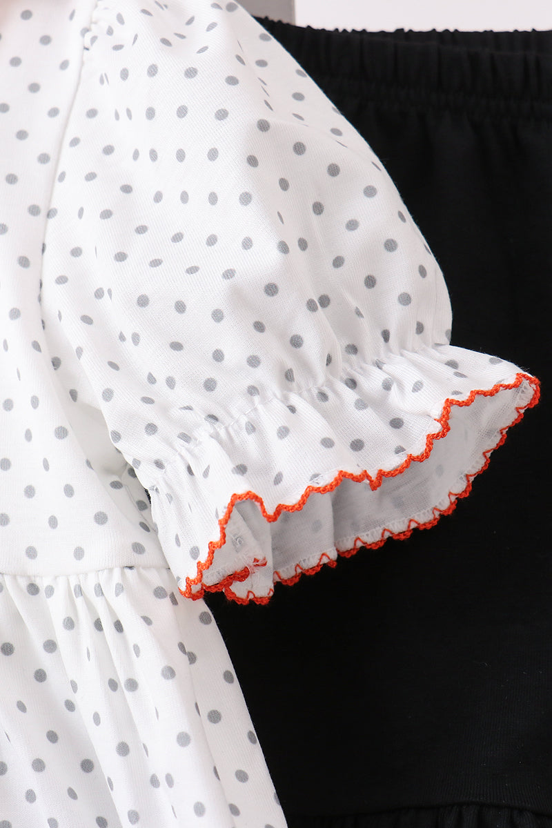 Black Spider Embroidery Ruffle Shorts Set