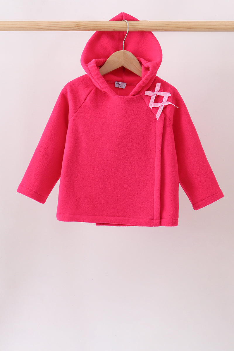 Magenta Fleece Bow Coat