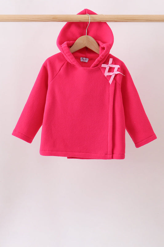 Magenta Fleece Bow Coat