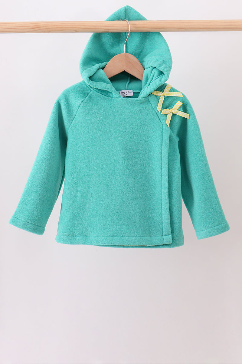 Turquoise Fleece Bow Coat