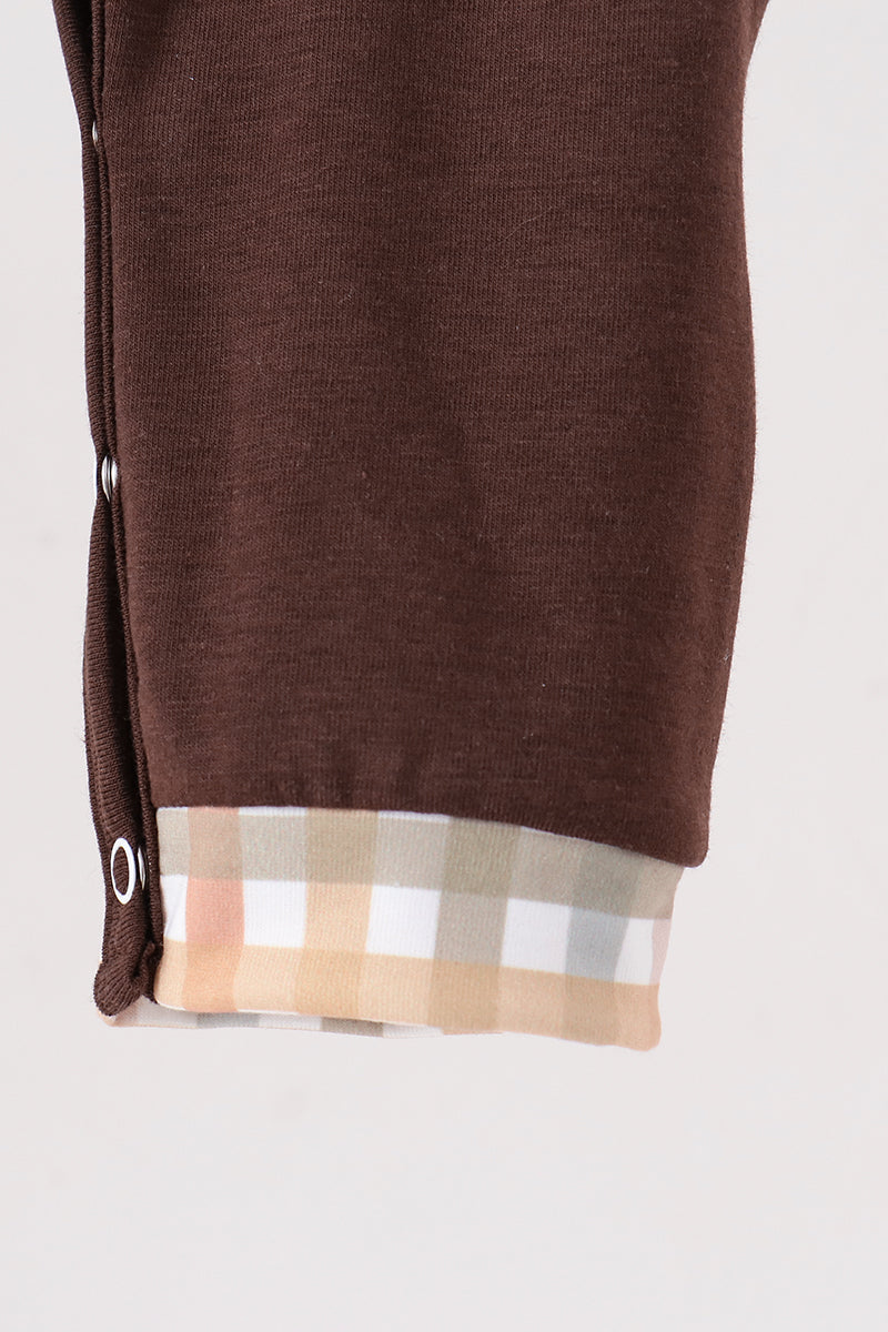 Brown deer applique romper