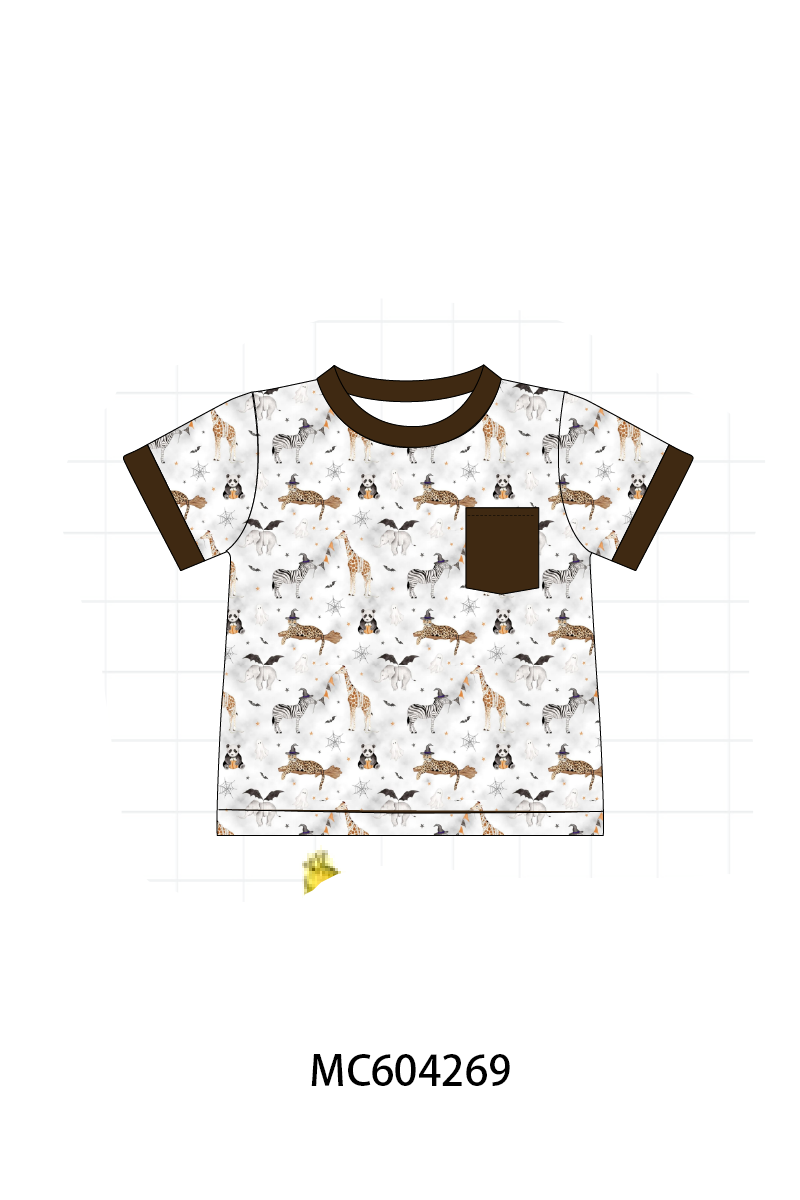 Brown zoo animal pocket top