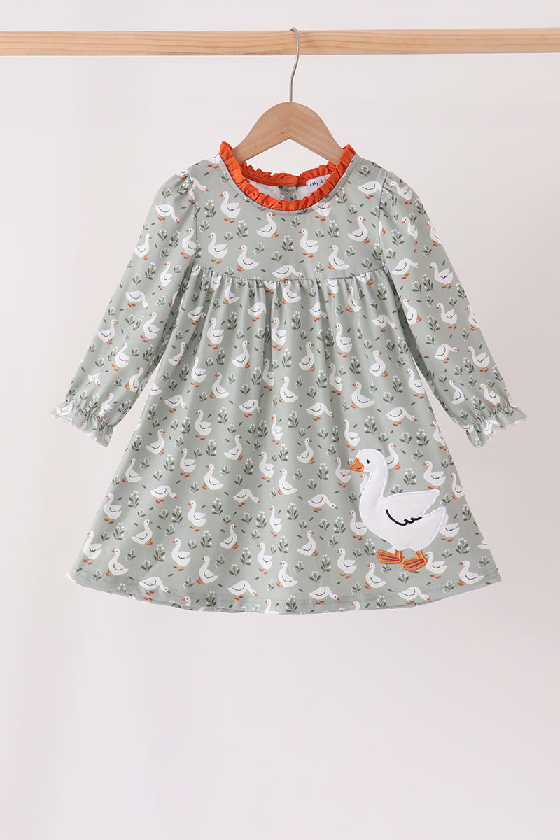 Grey goose applique ruffle dress