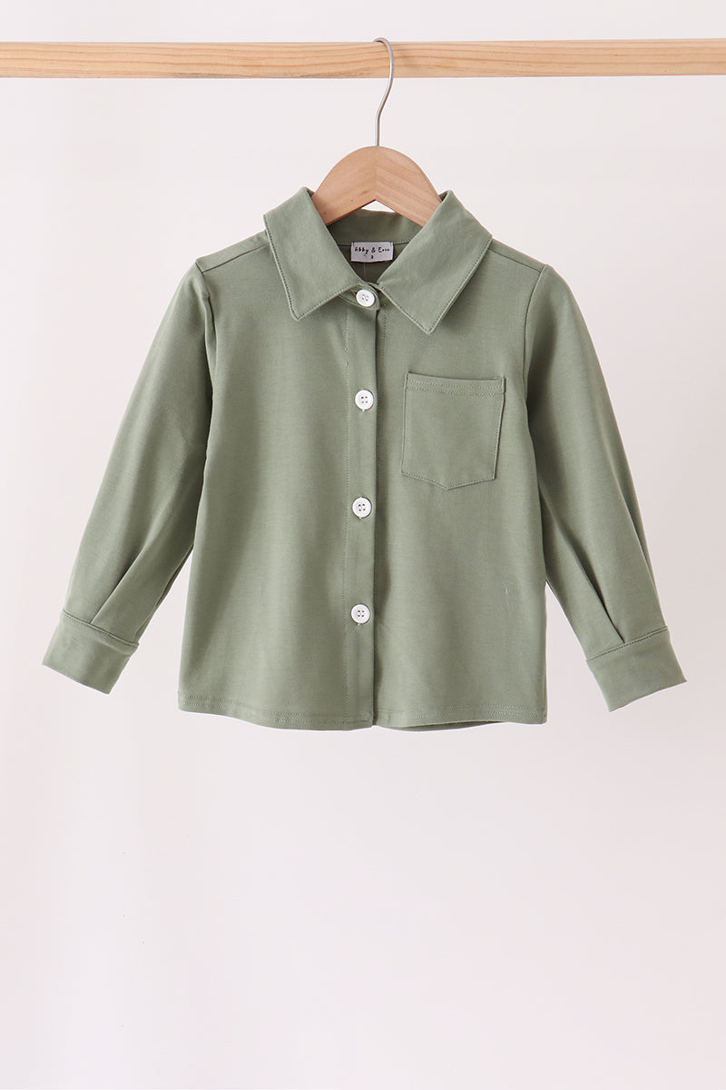 Green Pocket Button Down Shirt