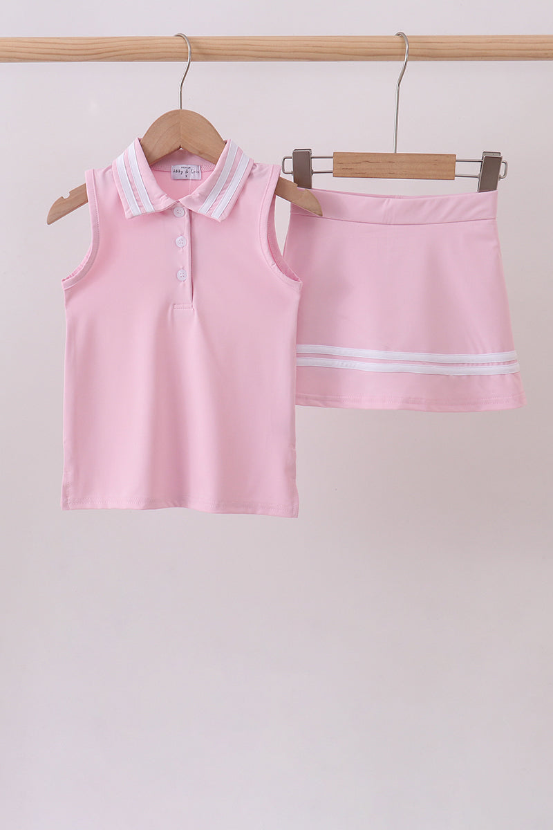 Pink active 2pc skort set