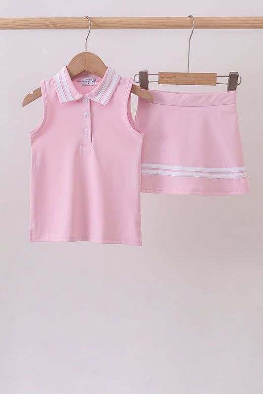 Pink active 2pc skort set