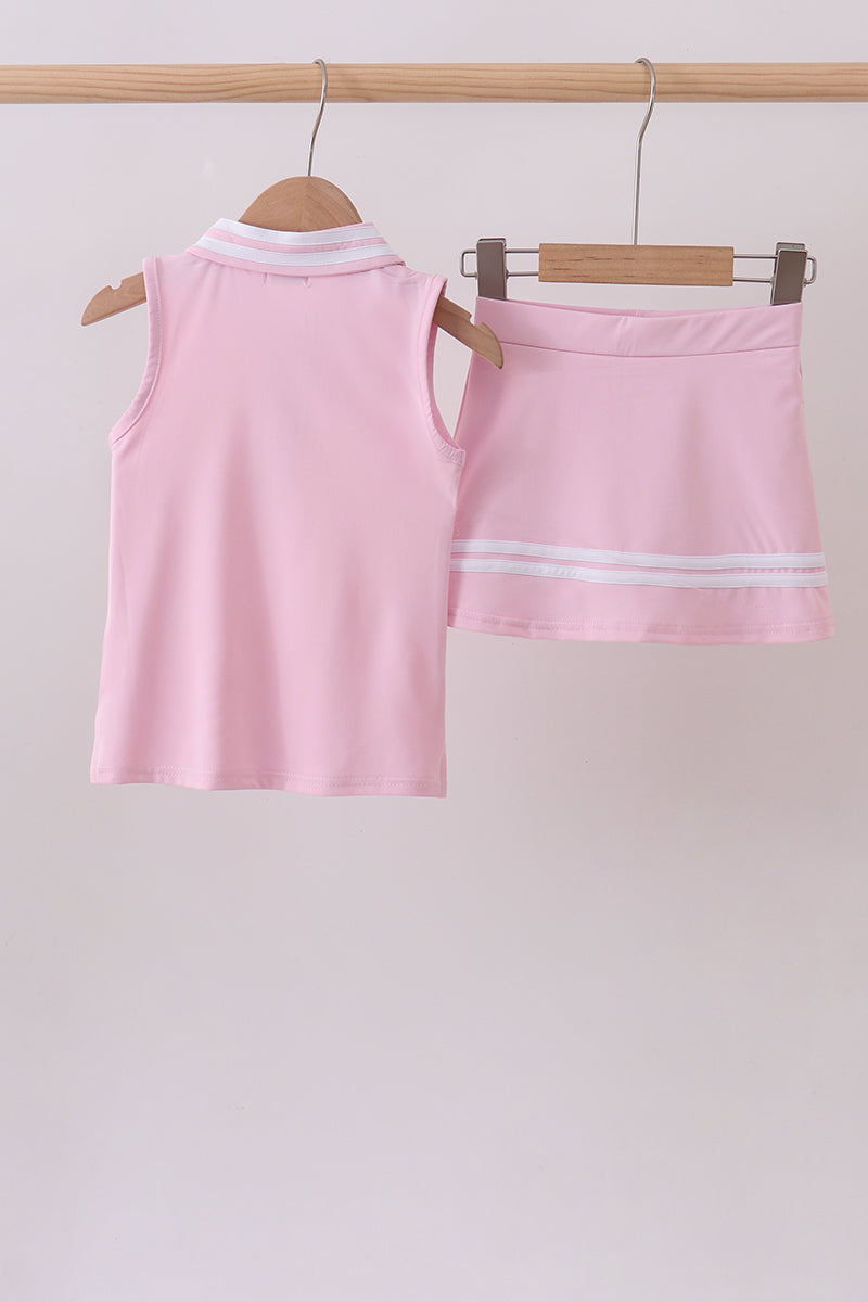 Pink active 2pc skort set