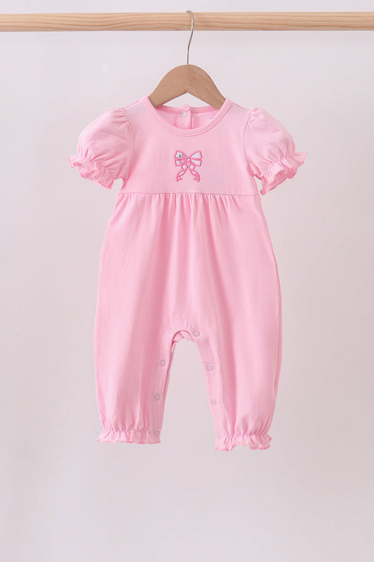 Pink bow applique romper