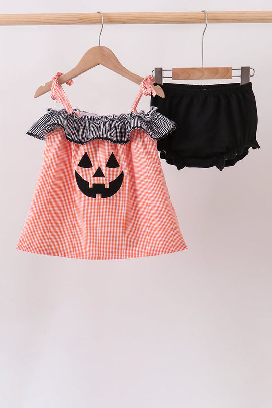 Orange Jack-O-Lantern Bloomer Set