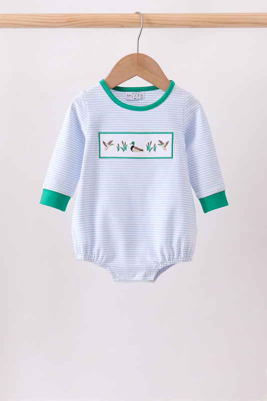 Green duck embroidery stripe bubble