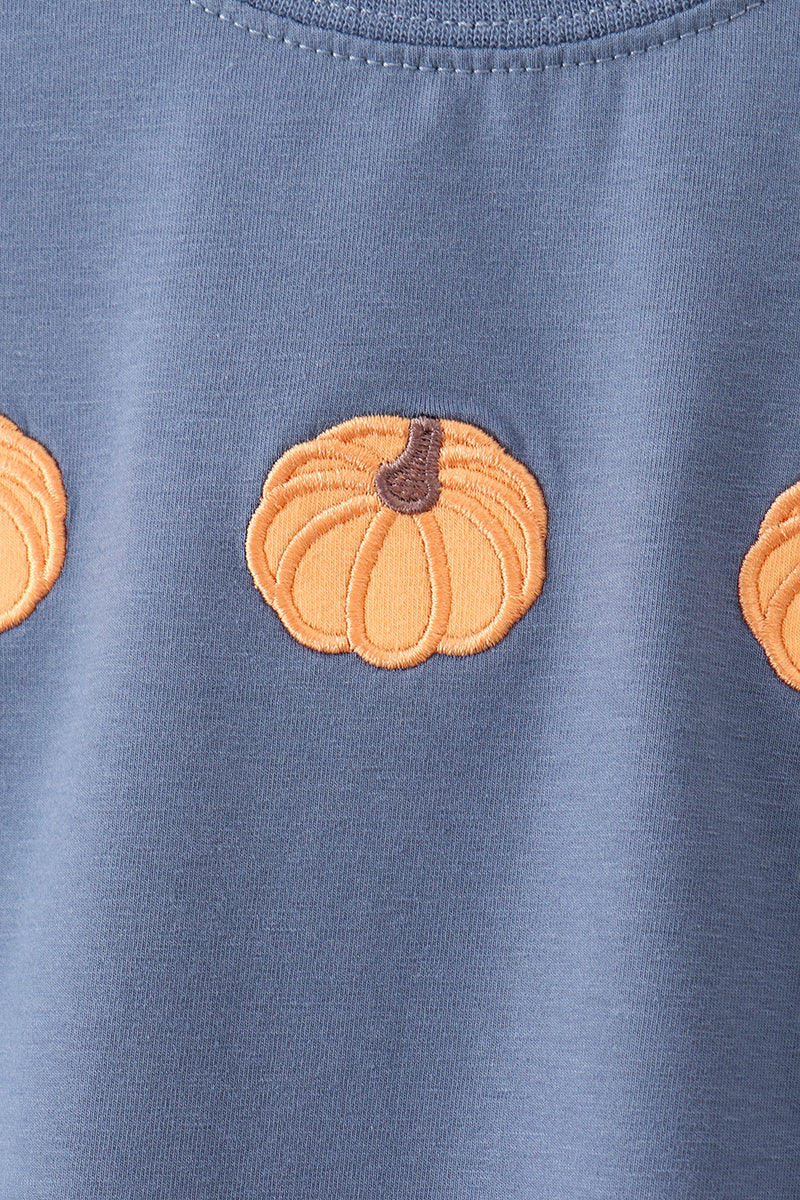 Teal pumpkin embroidery pants set