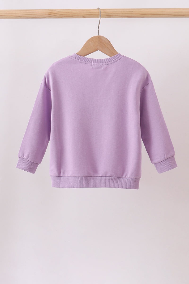 Purple Floral Bow Embroidery Top