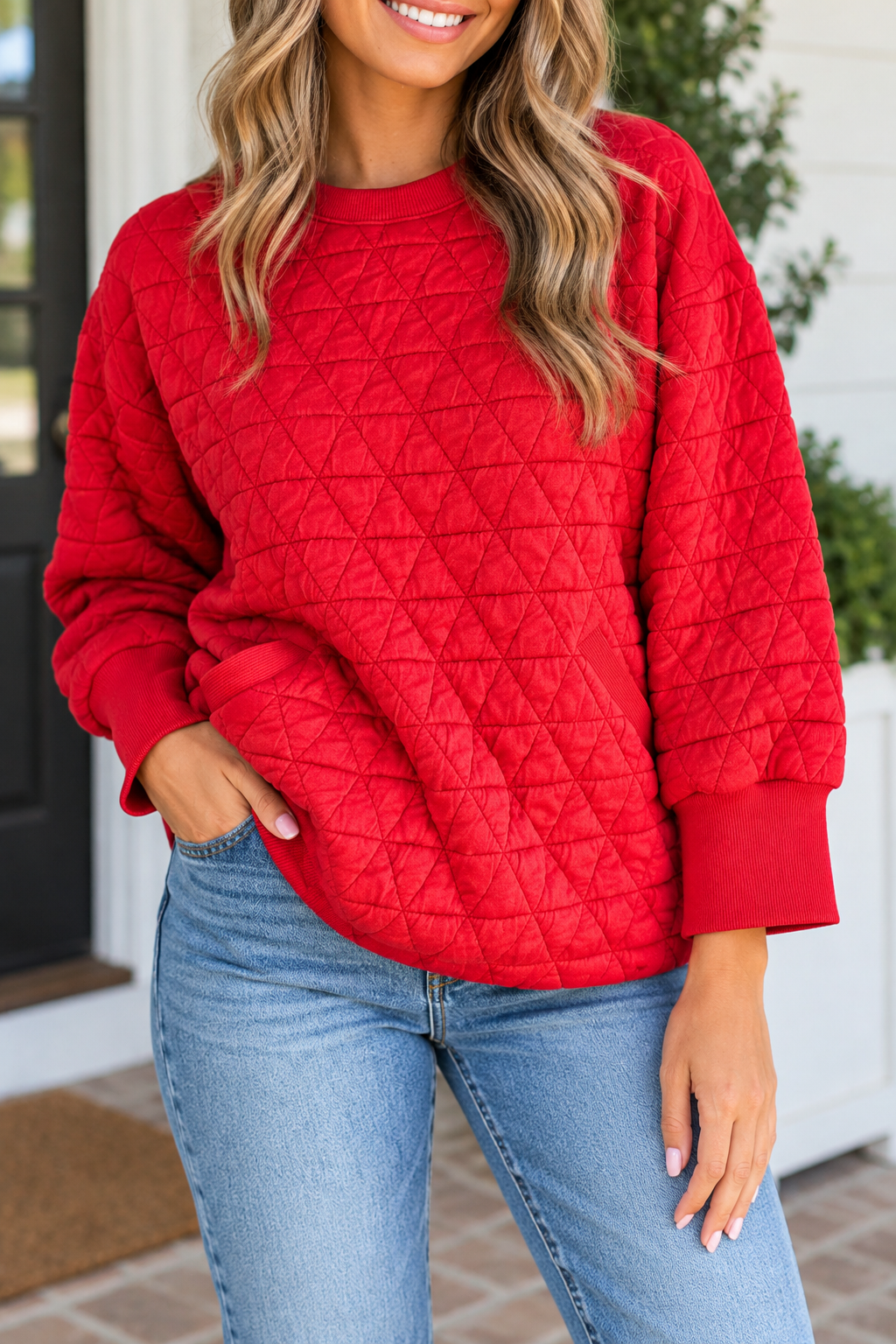 Red Quilted Diamond Top