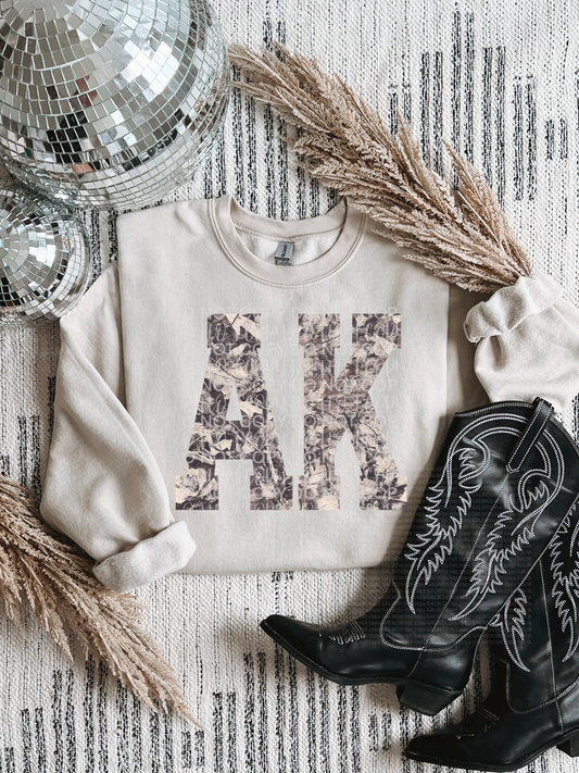 Trendy camo AK tee or sweatshirt