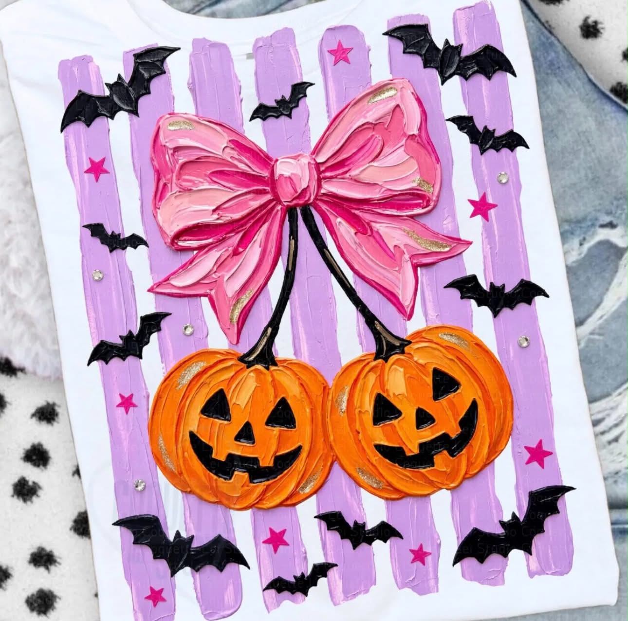 Pink Bow Pumpkin Halloween Graphic Tee | Girly Spooky Season Shirt | Jack O Lantern T-Shirt
