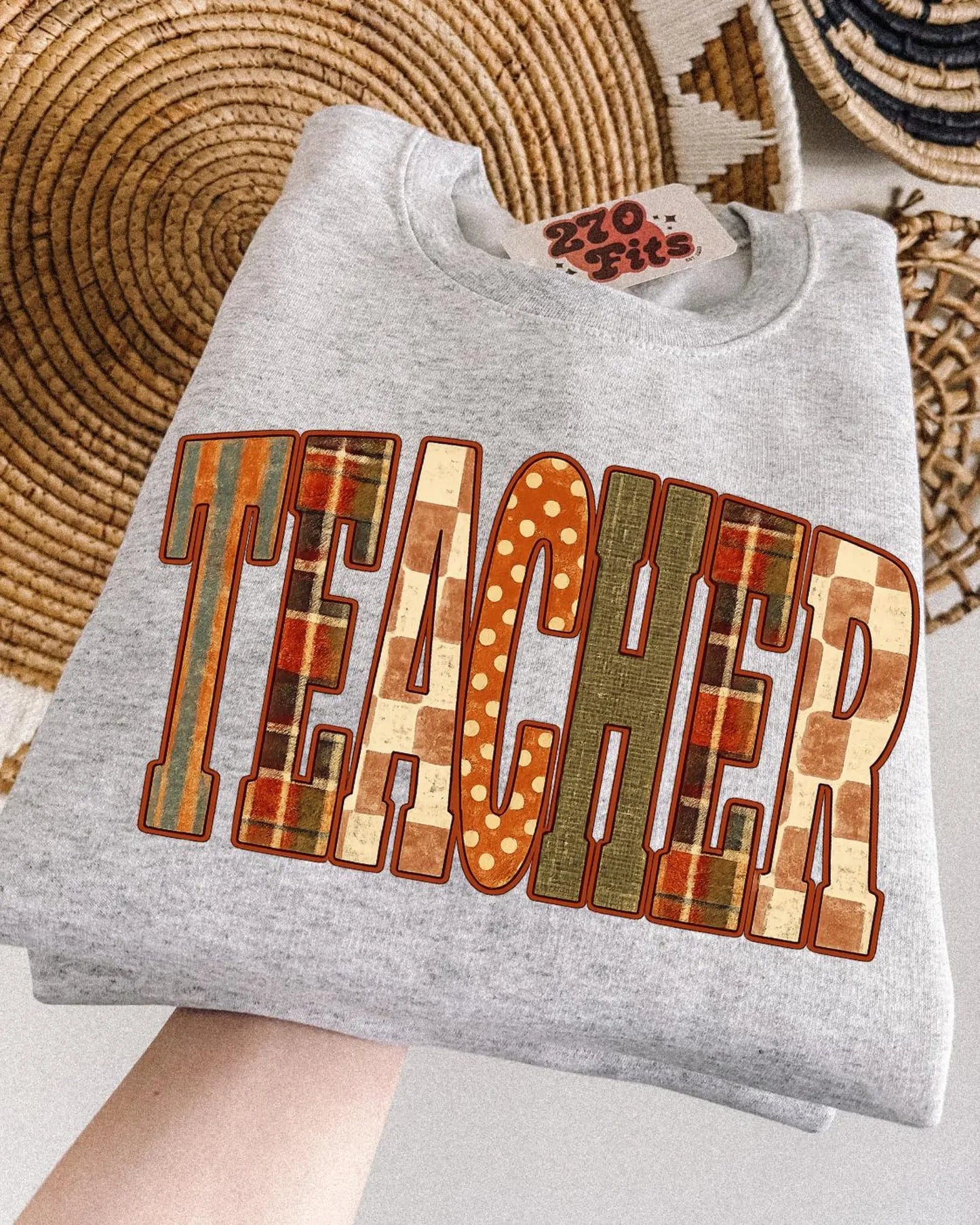 Teacher Patchwork Graphic Tee | Fall Teacher Shirt | Retro Classroom T-Shirt