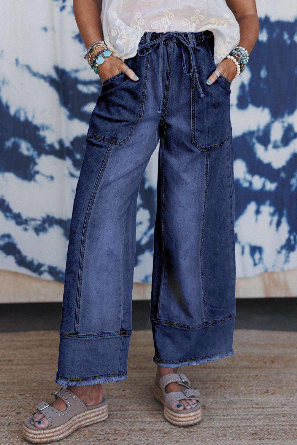Seam Detail Raw Hem Pants RTS